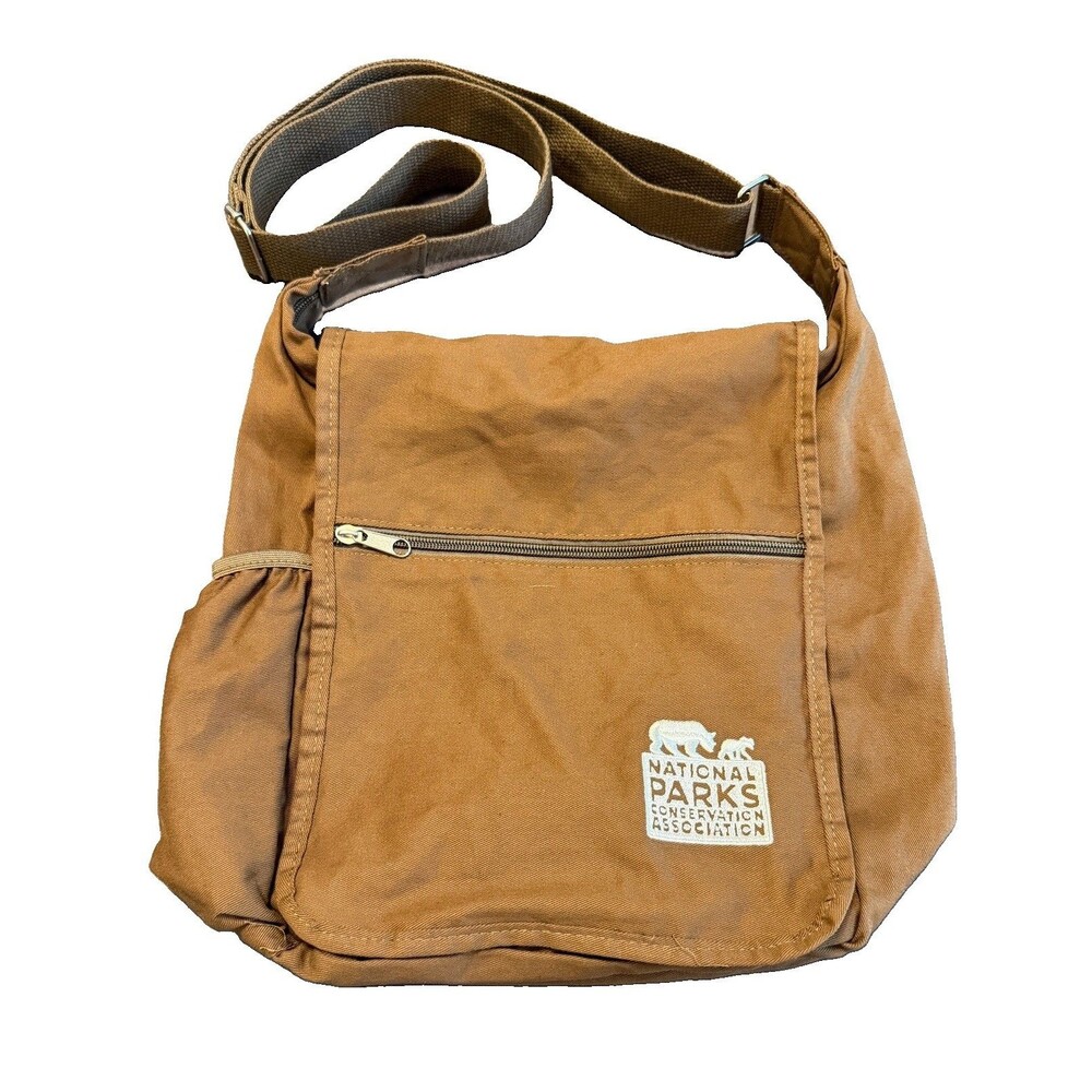 National Parks Conservation Association Brown Fabric Crossbody Messenger Bag EUC